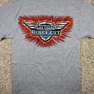 Las Vegas Bike Fest 2011 Mens Long Sleeve T-Shirt Heather Gray Motorcycle Size M